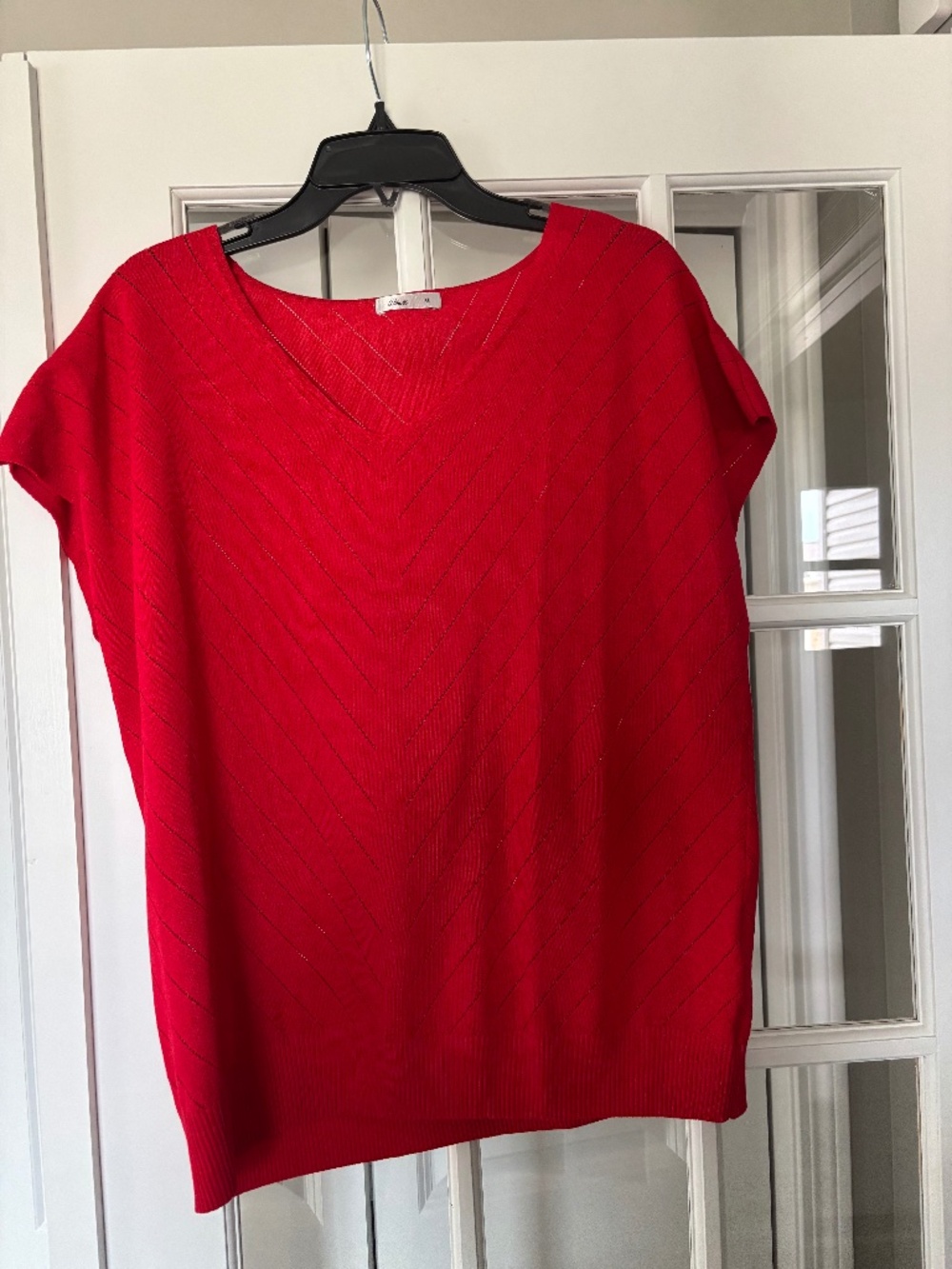 Wiholl, red capped sleeve sweater, size XL, never worn.
